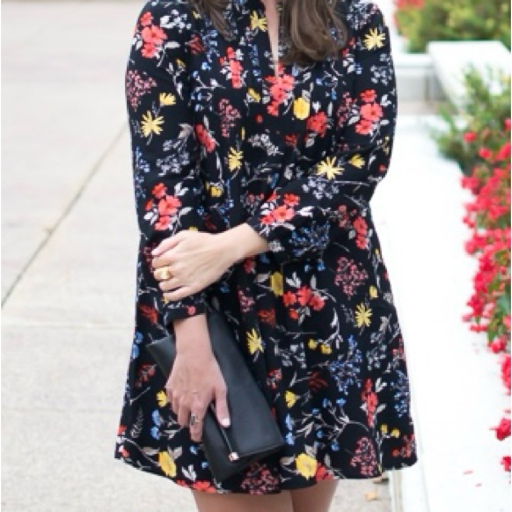 Old Navy Black Floral Long Sleeve Dress